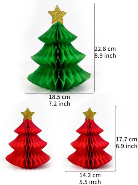 Nenluny 6pcs Honeycomb Paper Christmas Tree Table Decorations Christmas Honeycomb Ornaments Tabletop Mini Xmas Trees for Chriatmas Party Supplies