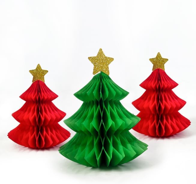 Nenluny 6pcs Honeycomb Paper Christmas Tree Table Decorations Christmas Honeycomb Ornaments Tabletop Mini Xmas Trees for Chriatmas Party Supplies