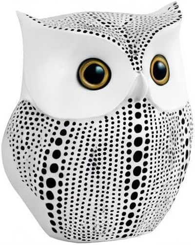 APPS2Car Owl Statue for Home Decor Accents Office Decoration, Handmade Polka Dots Buhos Modern Bird Figurine for Indoor Book Shelf Desktop Cabinet Fireplace Mantel Living Room Bedroom Ornament (White)