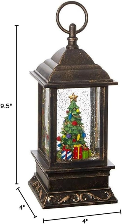 RAZ Imports 9.5" CHRISTMAS TREE LIGHTED WATER LANTERN,Bronze,4" x 9.5"