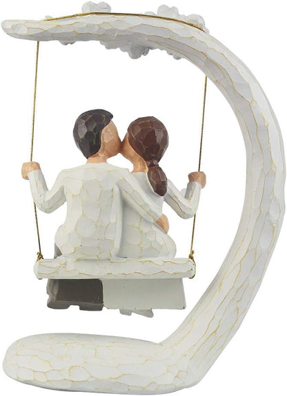 Romantic Couple Figurines in Love, 9" Hand Painted Sweet Loving Together Couple Sculpture Statue to Remember Beautiful Moment, Best Gifts for Valentine's Day Anniversary Weddings