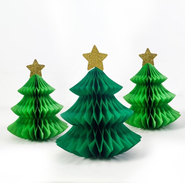 Nenluny 6pcs Honeycomb Paper Christmas Tree Table Decorations Christmas Honeycomb Ornaments Tabletop Mini Xmas Trees for Chriatmas Party Supplies