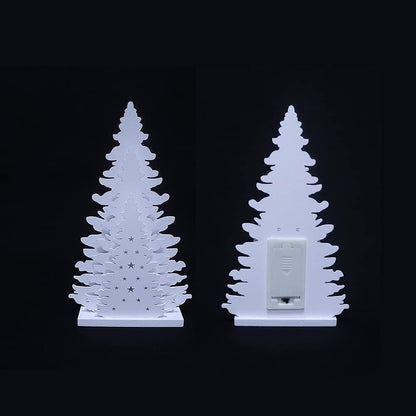 Wooden Christmas Tree Tabletop Decor, LED Wood Craft Christmas Trees Light 2AA Battery Powered 10 inch for Xmas Home Decorations(Indoor)