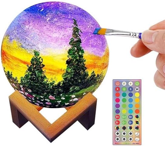 HOLA DIY 3D Moon Night Light, Paint Your Own Moon Lamp Kit Galaxy Lamp Arts and Crafts Kit, Birthday Gifts for Kids Girls Boys, School Activities