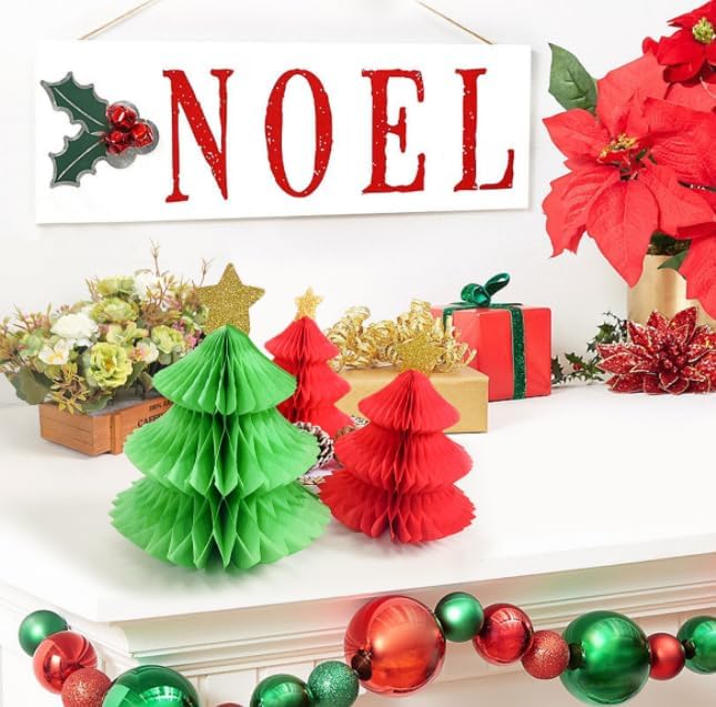 Nenluny 6pcs Honeycomb Paper Christmas Tree Table Decorations Christmas Honeycomb Ornaments Tabletop Mini Xmas Trees for Chriatmas Party Supplies