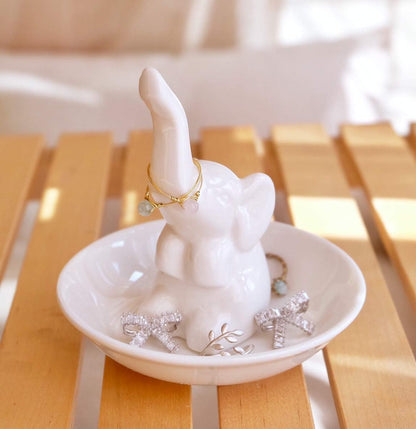 PUDDING CABIN Elephant Ring Holder Ring Dish, Elephant Gifts for Women Christmas,Elephant Gift for Mom Birthday Gift for Women,Wedding Gift for Bridesmaid, Valentine's Day Mother's Day Gifts for Mom