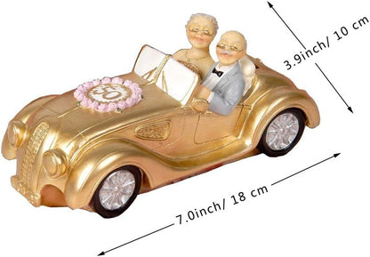 letsgood Handmade 50th Anniversary Couple Figurine Gift - Polyresin Elderly Couple Collectibles Statues Gift for Wedding Anniversary