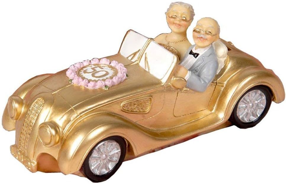 letsgood Handmade 50th Anniversary Couple Figurine Gift - Polyresin Elderly Couple Collectibles Statues Gift for Wedding Anniversary