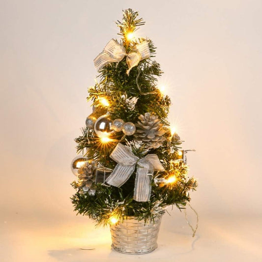 OSALADI Tabletop Mini Christmas Tree with Lights Led Artificial Pine Small Xmas Ornaments Desktop for Winter Table Holiday Decor 40cm Random Color 40X13X13cm