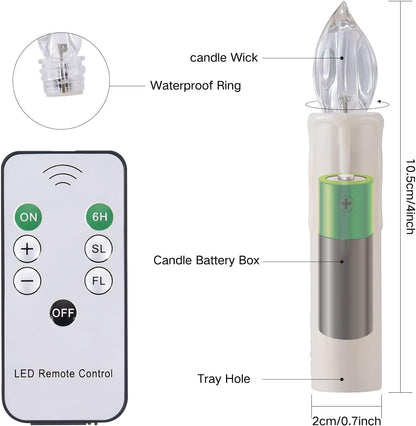JOSU Flameless Candles Christmas Decor, 12PCS Led Flickering Lights Battery Operated with Remote Timer/Clips, Warm White Window Candles for Home Indoor Outdoor Wedding Halloween Christmas Trees Decor