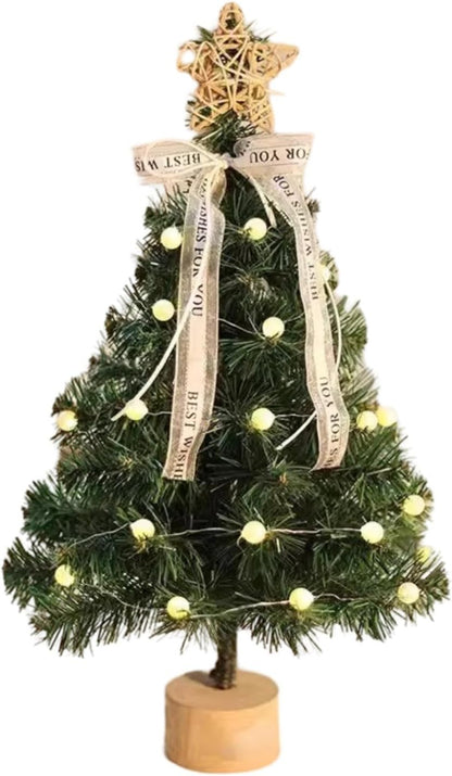 Mini Christmas Tree, 19 in Tabletop Xmas Tree Artificial Decorations Tree with DIY Tabletop Ornament for Home Christmas Holiday Decor (Green)