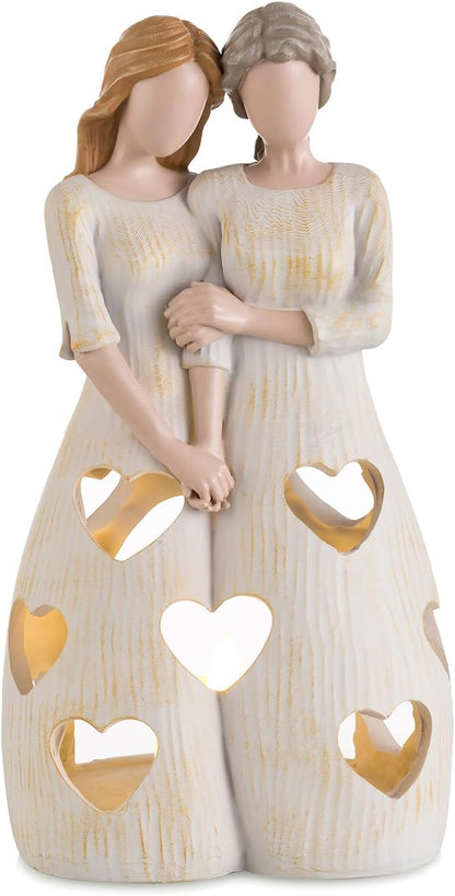 Mothers Gifts for Mom Birthday: Unique Candle Holder Sentimental Gift Ideas from Daughter Tealight Holders Decor Mother Daughter Figurines Meaningful Home Decoration