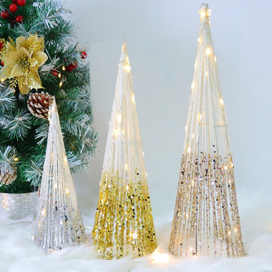 OMEUTY 15.7'' Lighted Christmas Cone Tree Outdoor,Set of 3 Prelit Tabletop Artificial Xmas Tree Decorations,Battery Powered, Lighted Small Spiral Trees Ornaments Deor for Party Holiday