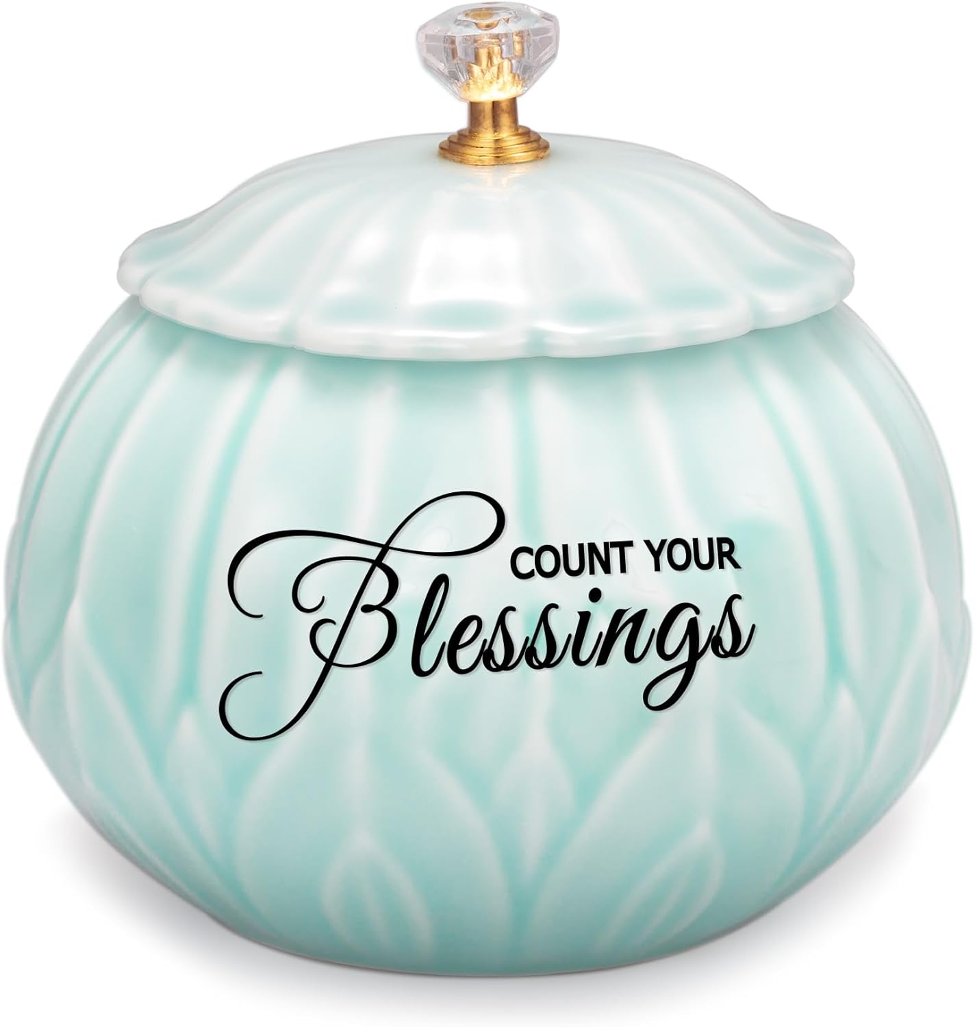 Ceramic Blessings Jar with 36 Blank Cards -Decorative Jars With Lids- 4.9" L x 4.9" W x 4.7" H - Ceramic Vase Spiritual Gifts for Women