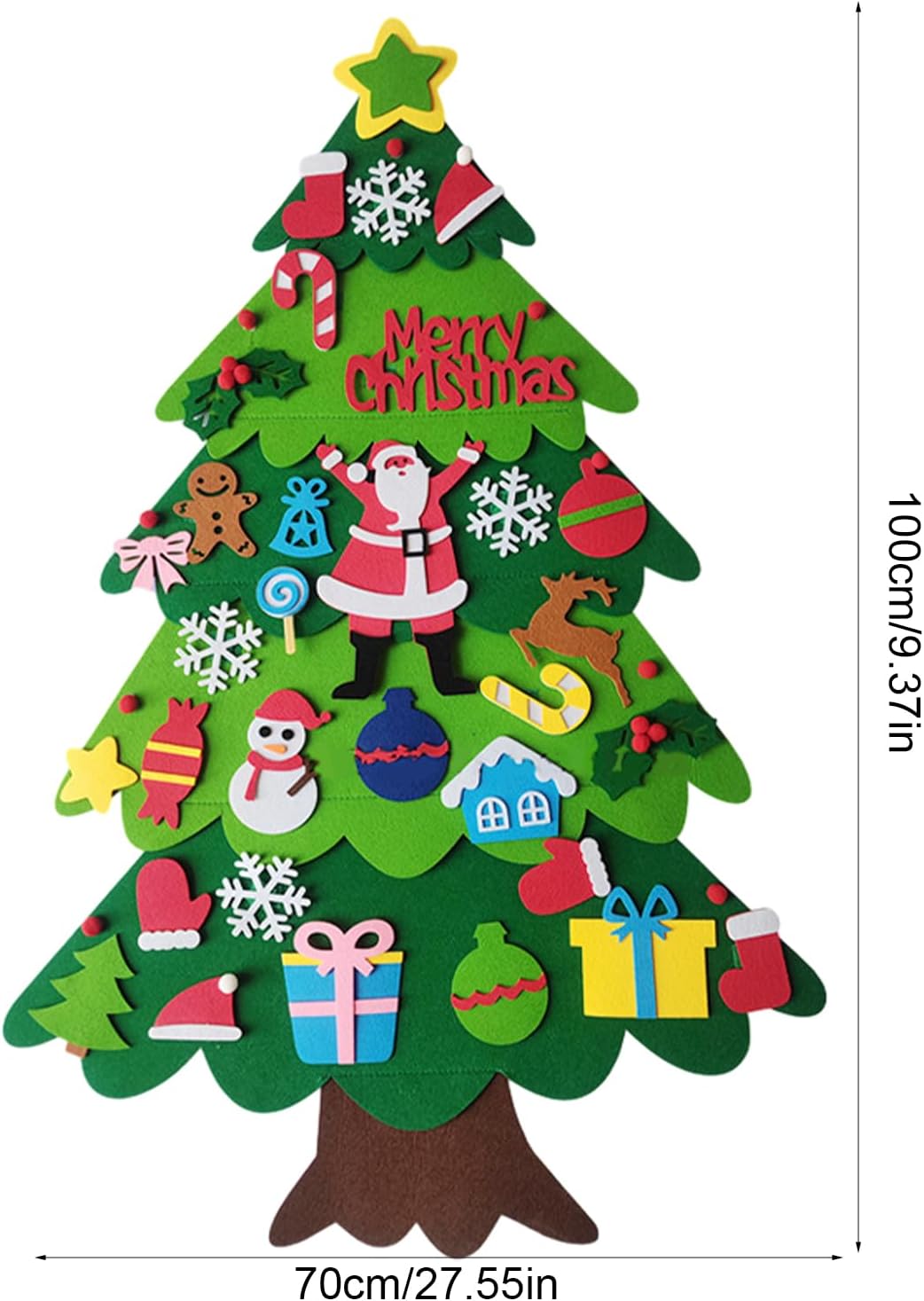 DIY Felt Christmas Tree Set with Detachable Ornaments - 3Ft Lighted Wall Hanging, Fun and Creative Activity for Kids and Families, Great for Christmas Decorations and Gift Giving