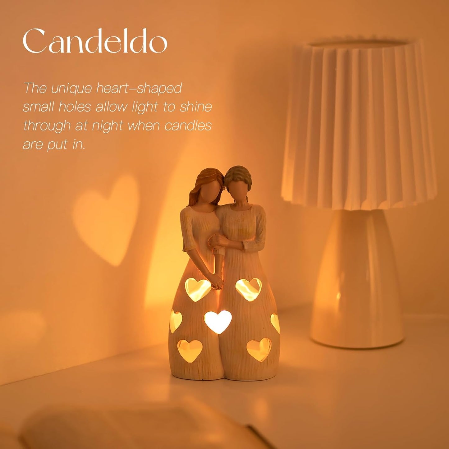 Mothers Gifts for Mom Birthday: Unique Candle Holder Sentimental Gift Ideas from Daughter Tealight Holders Decor Mother Daughter Figurines Meaningful Home Decoration