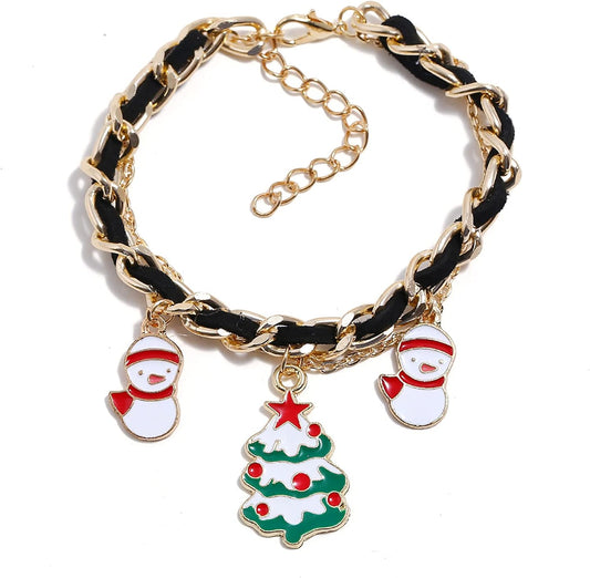 Zewuai Christmas Bracelet - Cute Cartoon Tree, Snowman, Elk Alloy Design. Perfect Xmas Accessories