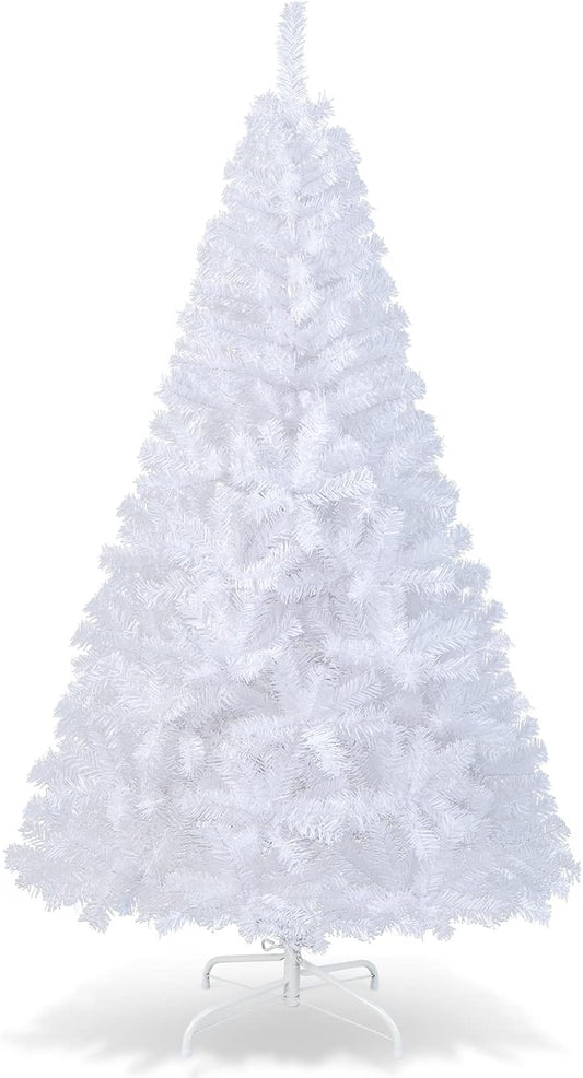 COSTWAY 6Ft-Artificial-PVC-Christmas-Tree-W-Stand-Holiday-Season-Indoor-Outdoor-White