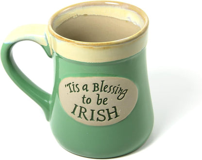 Abbey Gift Tis a Blessing to Be Irish Pottery Mug Green 16 oz