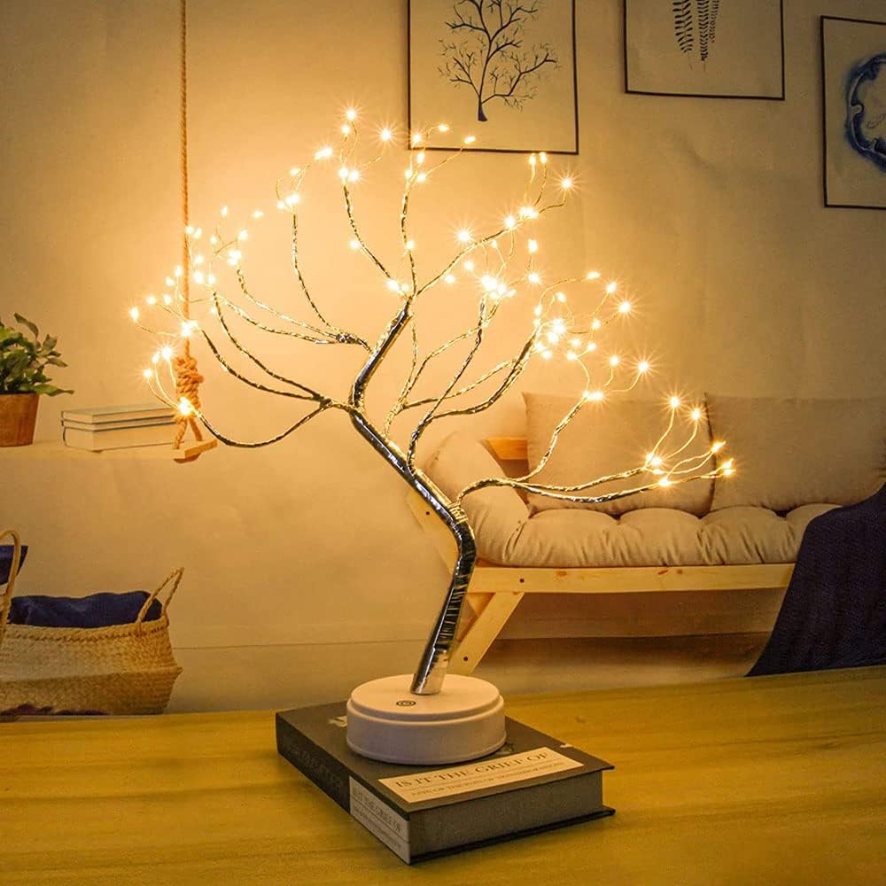 2 Pack Fairy Light Spirit Tree for Indoor Christmas Decorations, 20" Table Top Small Christmas Tree with 108 LED Warm White Lights, Artificial Bonsai Tree Light for Home Room Bedroom DIY Decor