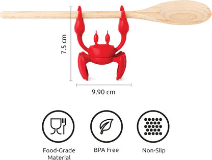 OTOTO Red the Crab Silicone Utensil Rest - Kitchen Gifts, Silicone Spoon Rest for Stove Top - Heat-Resistant, Funny Kitchen Gifts, Cooking Gifts - Non-Slip Spoon Holder Stove Organizer, Steam Releaser