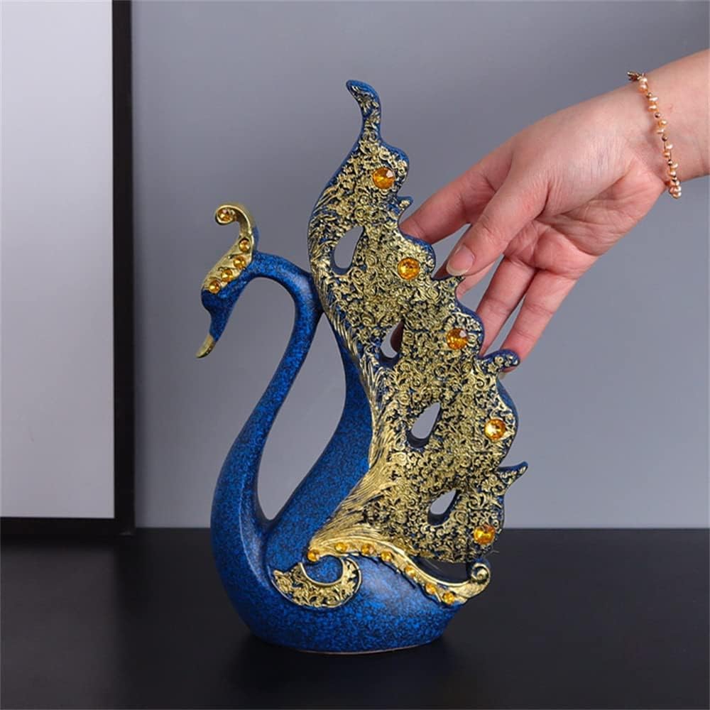 2 pcs couples swan beautiful gifts, Crafts creative home decorations, living room porch decorations, desktop resin swan crafts,Blue