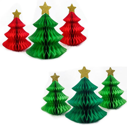 Nenluny 6pcs Honeycomb Paper Christmas Tree Table Decorations Christmas Honeycomb Ornaments Tabletop Mini Xmas Trees for Chriatmas Party Supplies