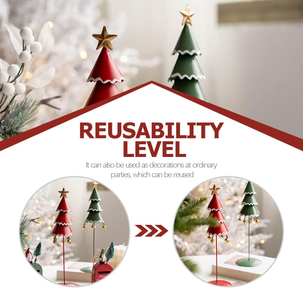 ABOOFAN Metal Christmas Tree Tabletop Christmas Tree Indoor Home Decoration Table Centerpiece for Christmas Party Photo Prop Green