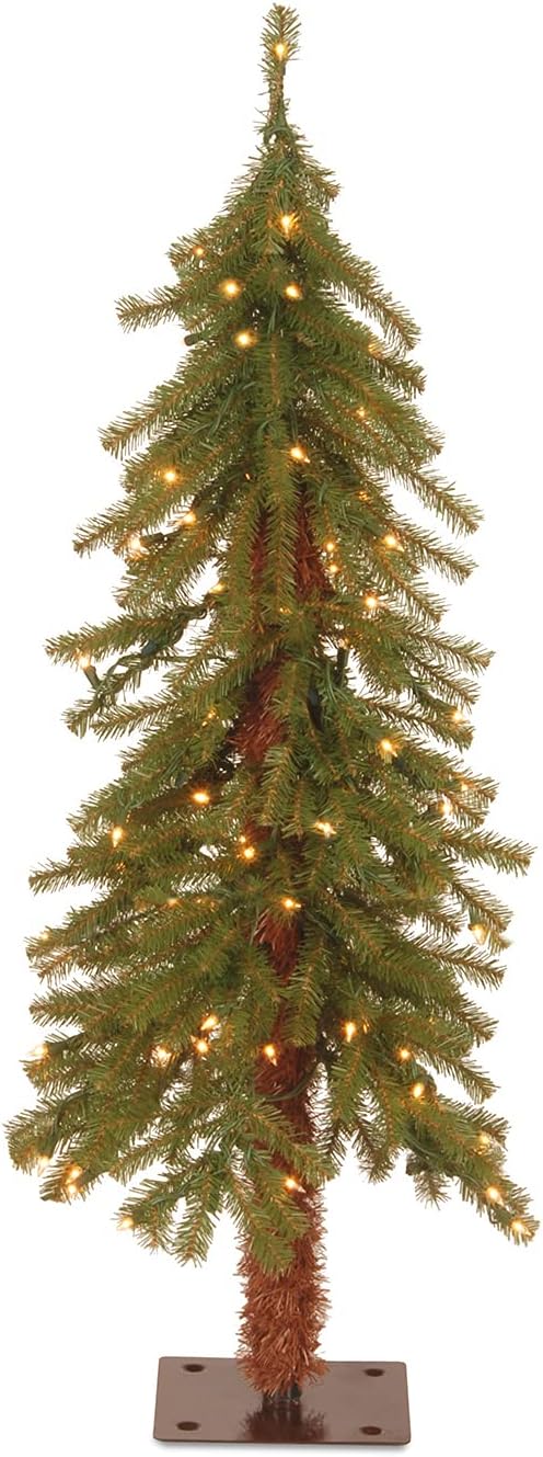 National Tree Company Pre-lit Artificial Christmas Tree | Includes Pre-strung White Lights | Hickory Cedar - 4 ft