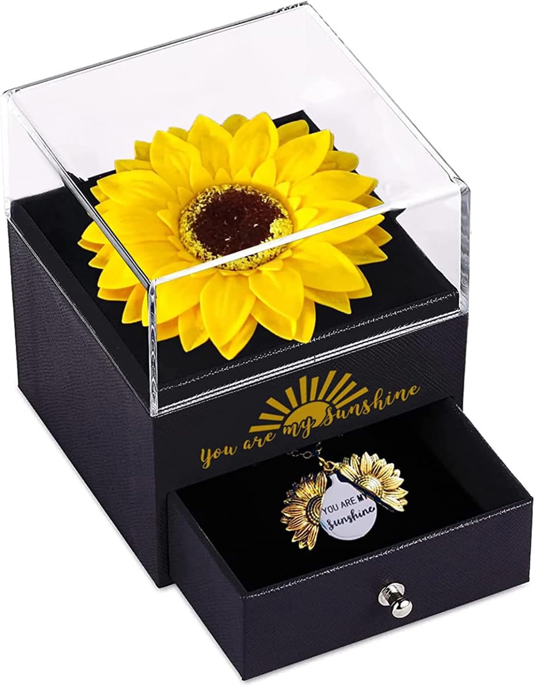 Artificial Sunflower Gifts for Women Her Daughter Girlfriend Wife Mom Friends Sisters Aunt, You are My Sunshine Necklace with Gift Box for Birthday Wedding Mother's Day Xmas Present