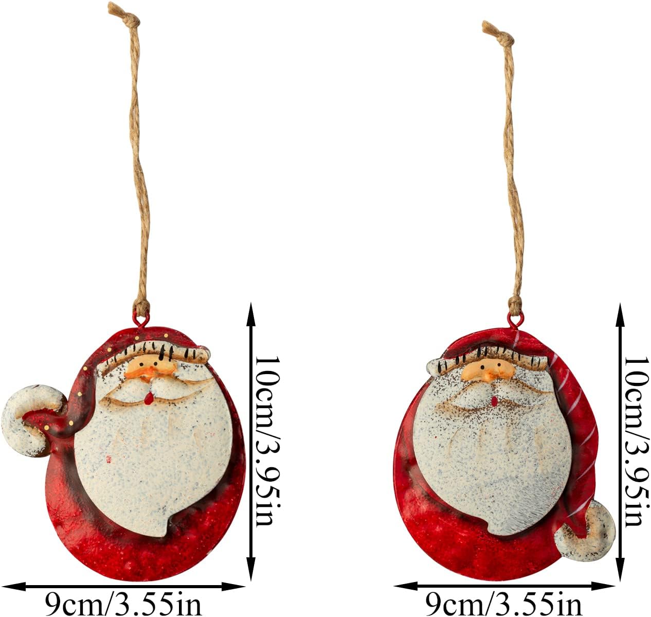 5 Pack Rustic Metal Double-Sided Christmas Tree Ornaments Tin Santa Snowman Decorations Hanging Pendants Ornaments Christmas Hanging Ornament Xmas Holiday Decor