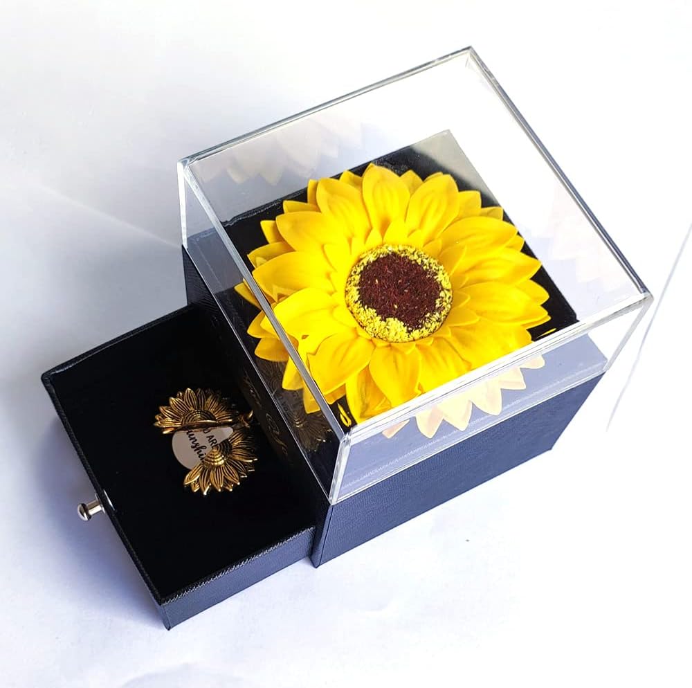 Artificial Sunflower Gifts for Women Her Daughter Girlfriend Wife Mom Friends Sisters Aunt, You are My Sunshine Necklace with Gift Box for Birthday Wedding Mother's Day Xmas Present