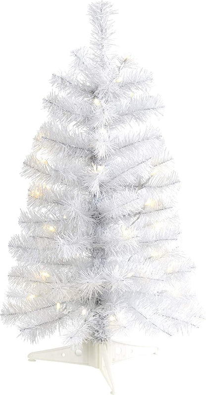 Nearly Natural 2ft. White Artificial Christmas Tree with 35 LED Lights and 72 Bendable Branches