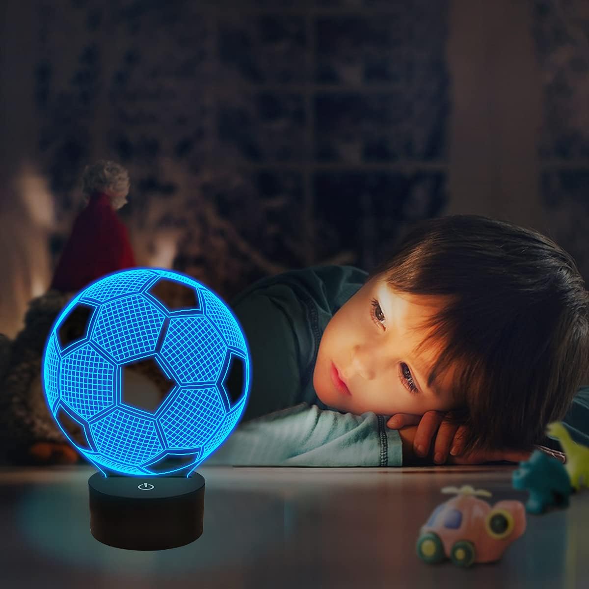 FULLOSUN Kids Night Light Soccer 3D Optical Illusion Lamp with Remote Control 16 Colors Changing Football Birthday Xmas Valentine's Day Gift Idea for Sport Fan Boys Girls