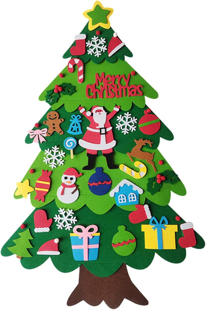 DIY Felt Christmas Tree Set with Detachable Ornaments - 3Ft Lighted Wall Hanging, Fun and Creative Activity for Kids and Families, Great for Christmas Decorations and Gift Giving