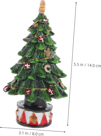 Mini Christmas Tree Figurine Resin Tabletop Xmas Tree Statue Desktop Pine Tree Brush Trees Tables for Holiday Desktop Photo Props