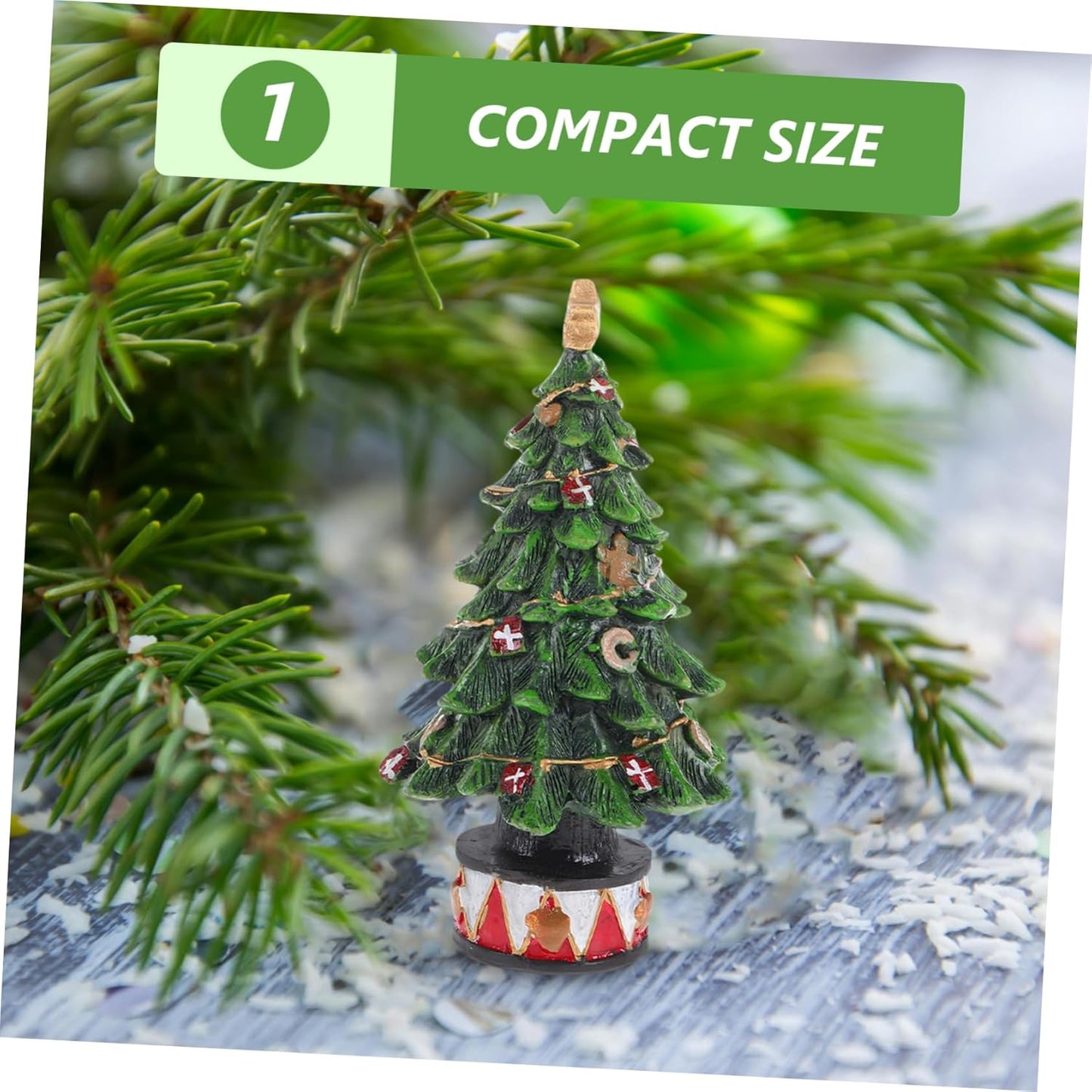 Mini Christmas Tree Figurine Resin Tabletop Xmas Tree Statue Desktop Pine Tree Brush Trees Tables for Holiday Desktop Photo Props