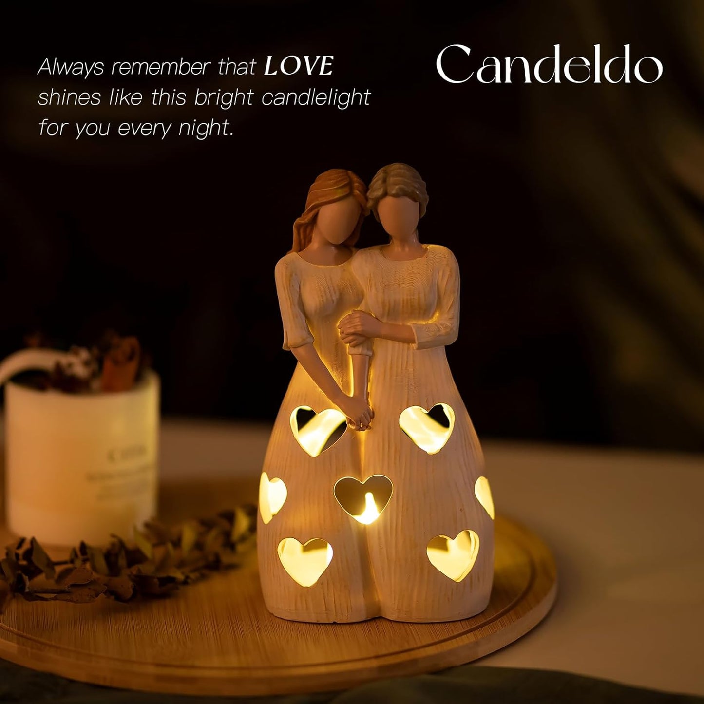 Mothers Gifts for Mom Birthday: Unique Candle Holder Sentimental Gift Ideas from Daughter Tealight Holders Decor Mother Daughter Figurines Meaningful Home Decoration