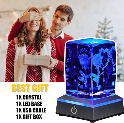 Gifts for Women, 3D Rose K9 Crystal Ball Creative Night Light, Luxurious and Beautiful,Valentine's Day, Birthdays, Anniversaries, Etc,for Wife,Girlfriend,The Gift of Expressing a Hobby