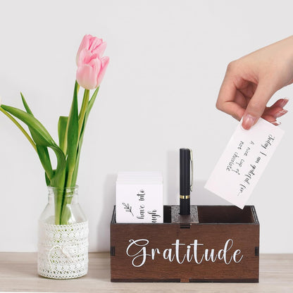 Clabby Gratitude Jar Gifts Set Include 200 Gratitude Cards 1 Pen 1 Gratitude Jar Wood Box Practice Gratitude Cards Kit Gifts for Families Friends Employee Going Away Christmas Gratitude Gift Coworkers