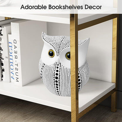 APPS2Car Owl Statue for Home Decor Accents Office Decoration, Handmade Polka Dots Buhos Modern Bird Figurine for Indoor Book Shelf Desktop Cabinet Fireplace Mantel Living Room Bedroom Ornament (White)