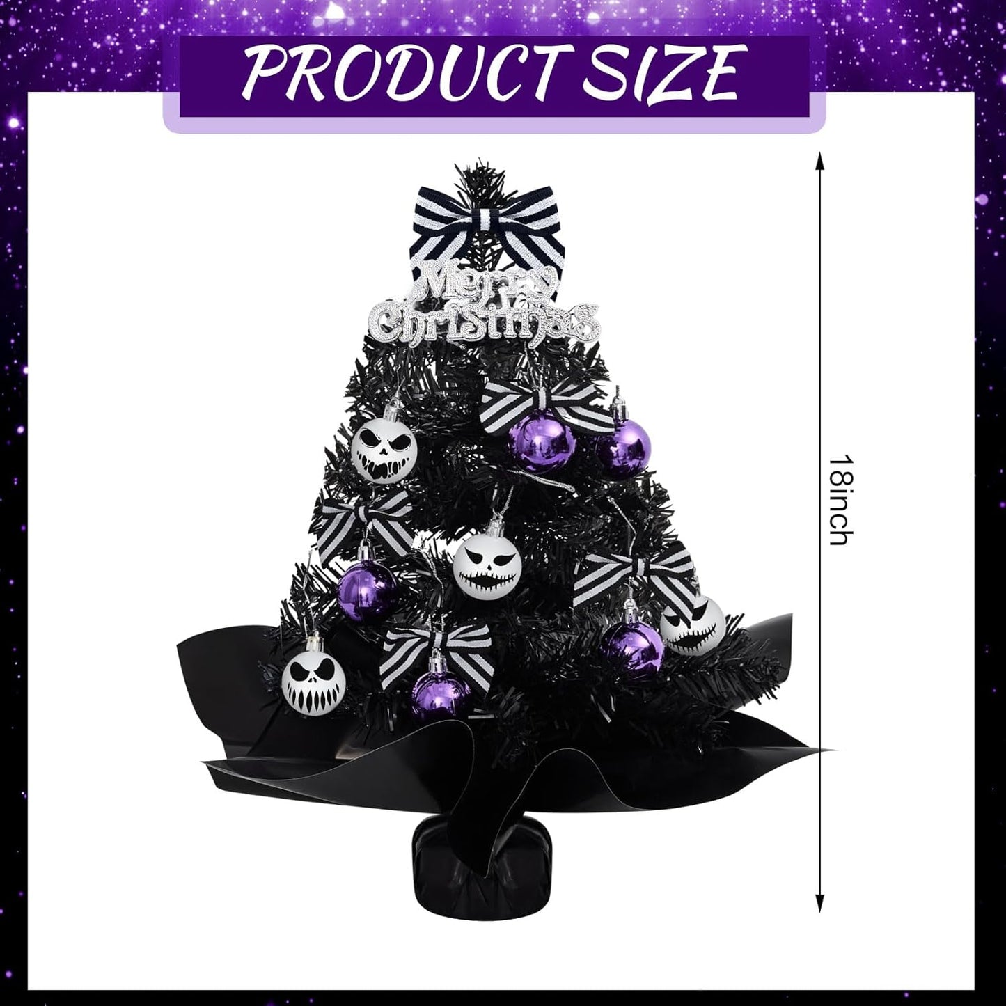 Syhood 1 Pack Mini Black Christmas Tree Set Tabletop Christmas Tree Small Christmas Tree with Lights 18inch Christmas Tree Christmas Holiday Decoration for Home Office Party