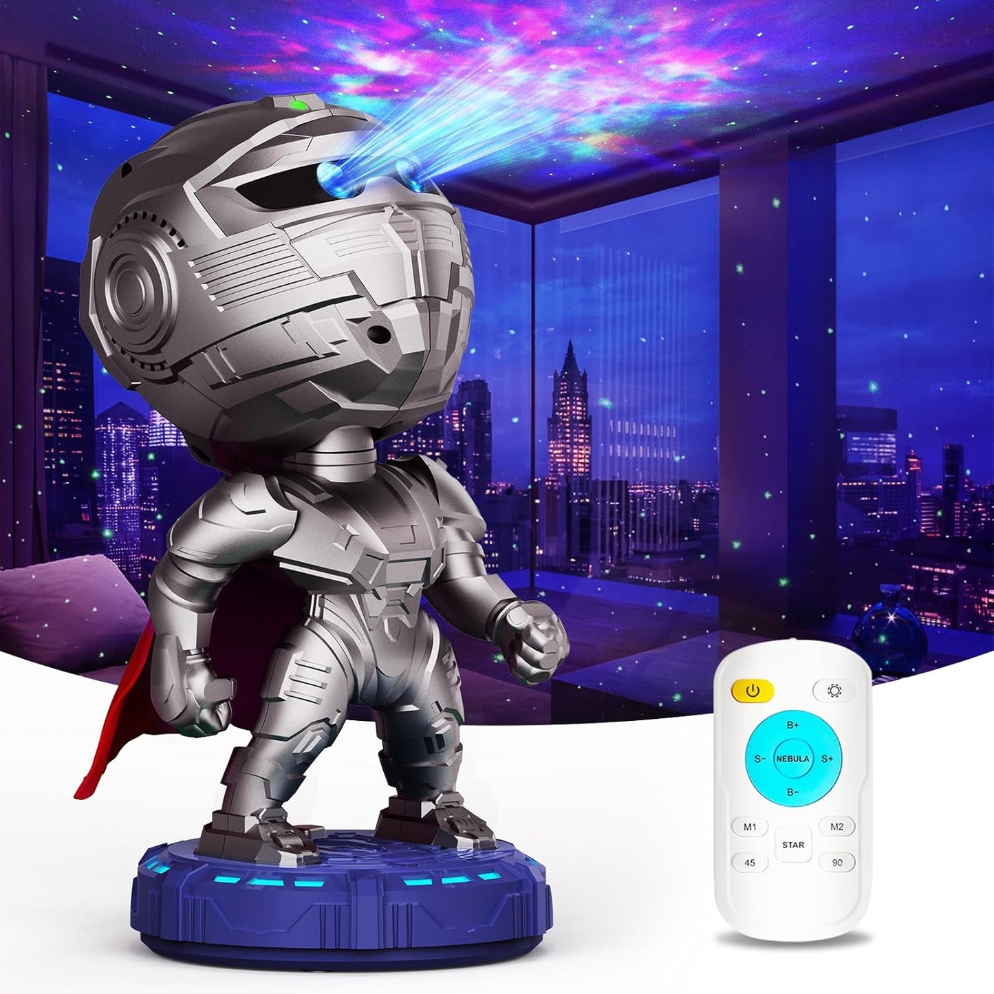 Star Galaxy Projector - Mech Warrior Space Projector with Timer, Astronaut Starry Nebula Ceiling LED Lamp Room Decor Aesthetic, for Kids Adults, Christmas, Birthdays, Valentine's Day