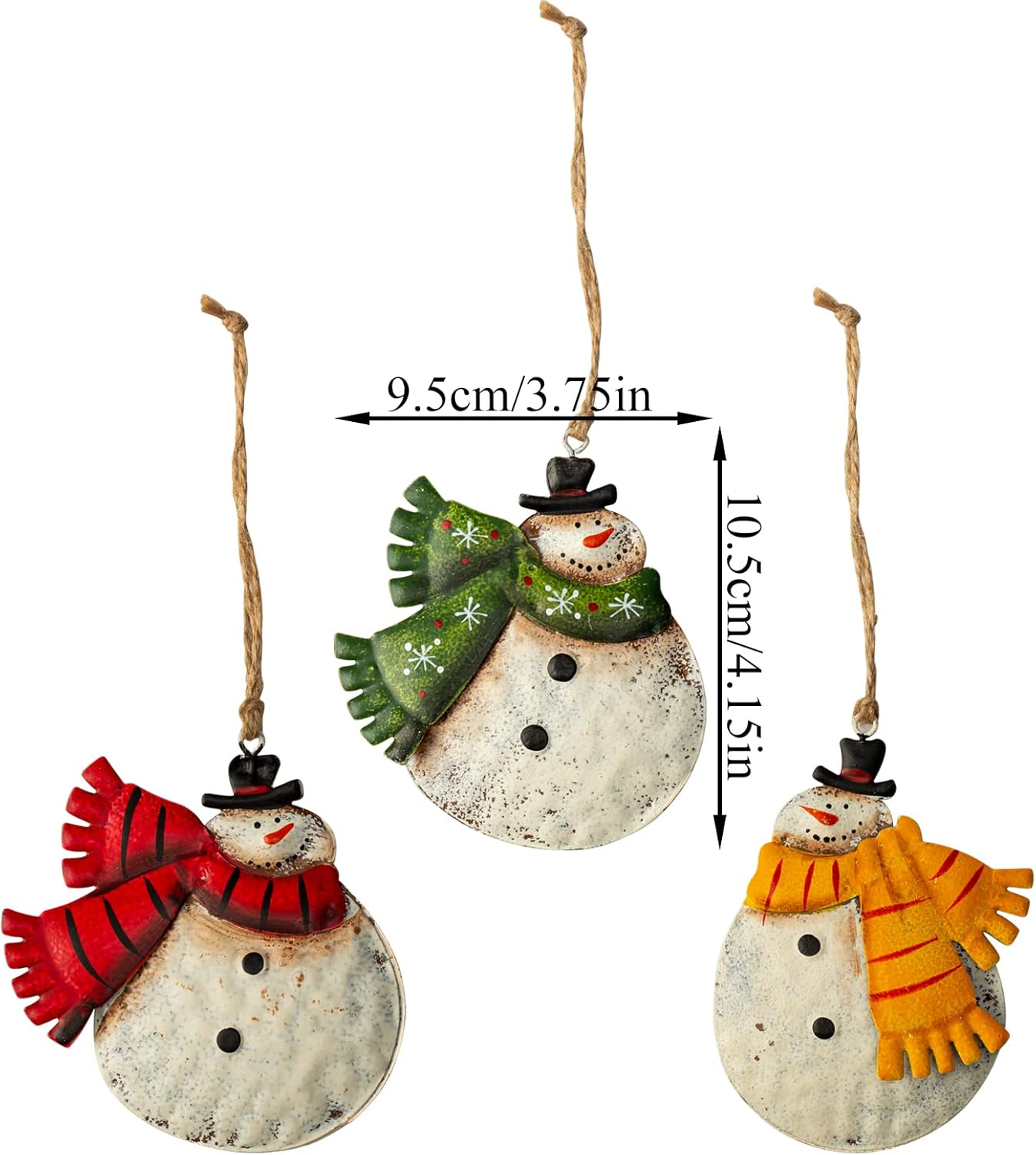 5 Pack Rustic Metal Double-Sided Christmas Tree Ornaments Tin Santa Snowman Decorations Hanging Pendants Ornaments Christmas Hanging Ornament Xmas Holiday Decor