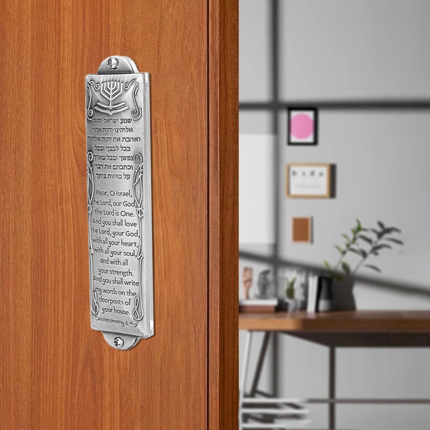 Set of 2 Mezuzahs - Metal Mezuzahs with Scrolls for Indoor Outdoor - Jewish Mitzvah Door Mezuzah Case - Eternal Love Mezuzah Set -Elegant Mezuza Plaque - Ideal Gifts - 5.1x1.2 inch