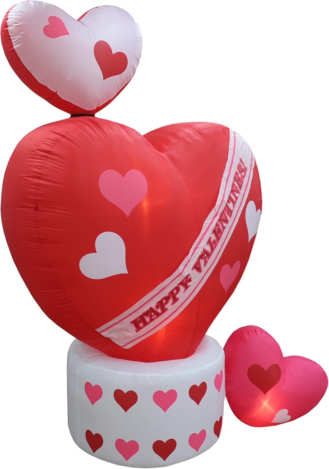 8 Foot Tall Animated Inflatable Valentine's Hearts with Top Heart Rotating - Romantic Valentines Gift for Couples, Idea, Blow Up Lighted Decor Indoor Outdoor Holiday Art Decor Decorations