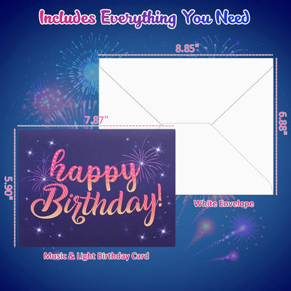 INPHER Birthday Cards Fireworks Pop Up Cake Light and Music Happy Birthday Gifts for Women, Men, Mom, Grandma