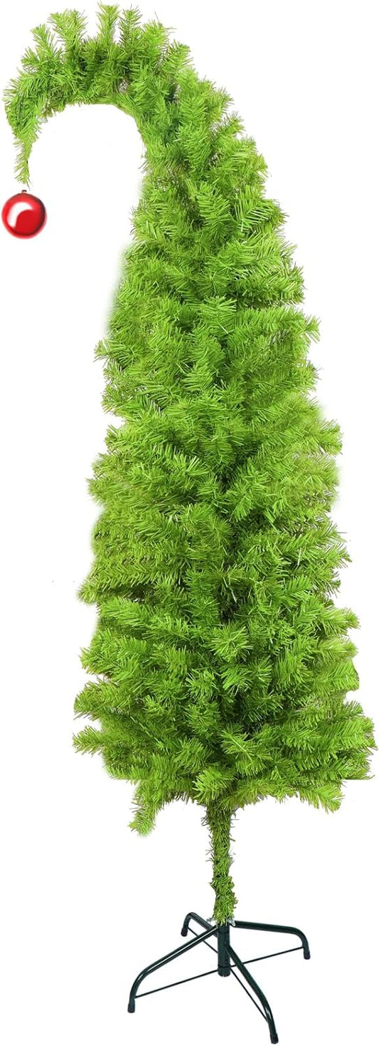 6FT Lime Green Christmas Tree Bendable Artificial Christmas Tree Whimsical Christmas Tree for Indoor Christmas Party Decor Whimsical Decor