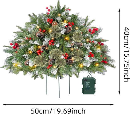 Prelit Artificial Christmas Tree,One Piece Lighted Urn Filler 2024 Christmas Decor Tripod Stake and Colored LED Changing Lights for Porch, Yard, Garden, Flower Beds