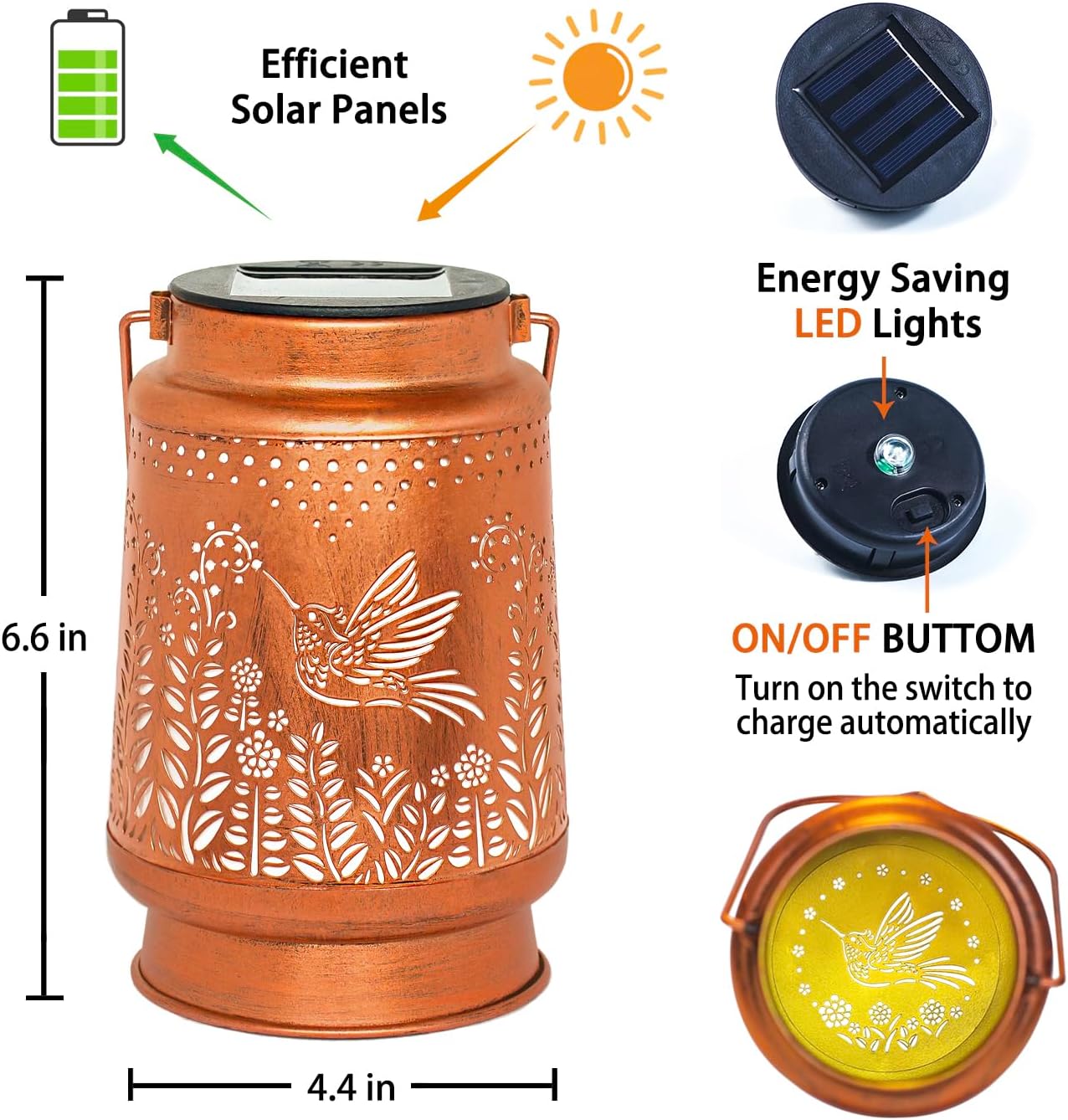 Hummingbird Solar Lanterns Outdoor Waterproof Hanging Solar Lights Hummingbird Gifts for Women Men Metal Decorative LED Hummingbird Lanterns for Garden Decor,Yard,Patio,Lawn,Tabletop,Pathway,Landscape